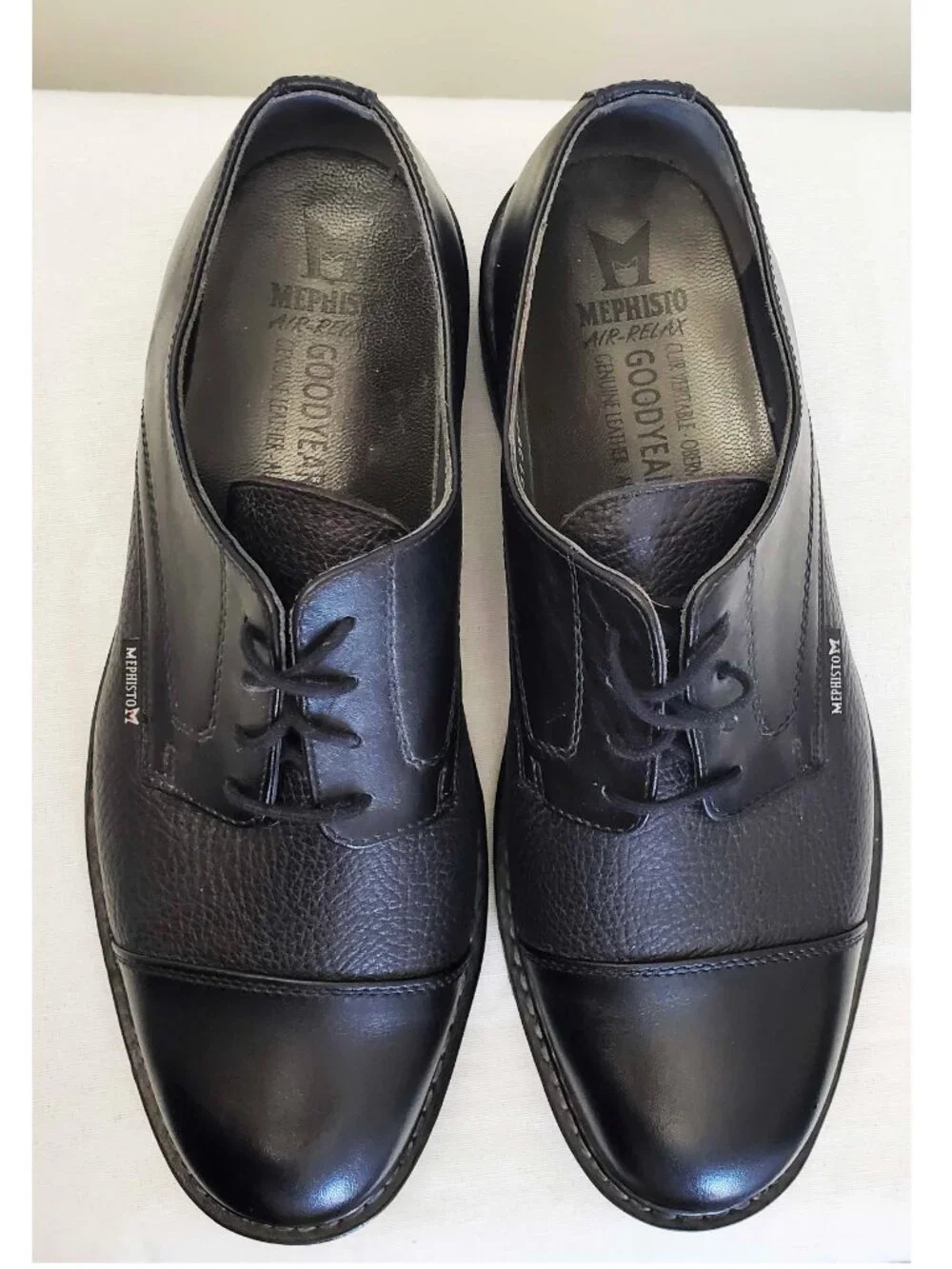 Mephisto Men's Melchior Black Leather Cap toe Oxford Shoes Goodyear Welt 9.5
